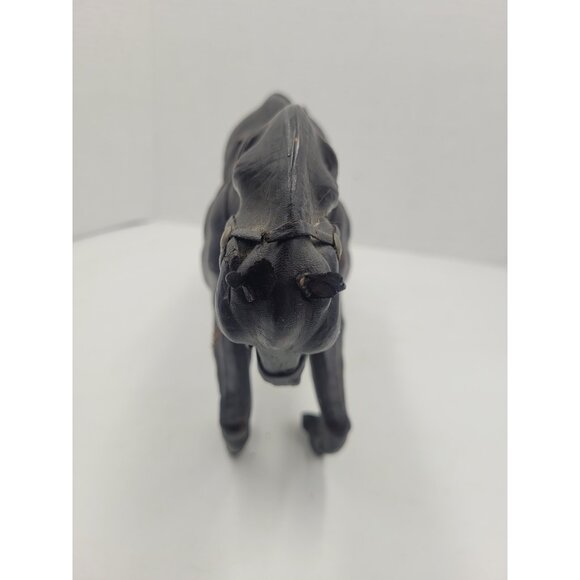 Vintage Large 14" LEATHER Wrapped Rearing Horse Figure W/ Saddle - Picture 14 of 16